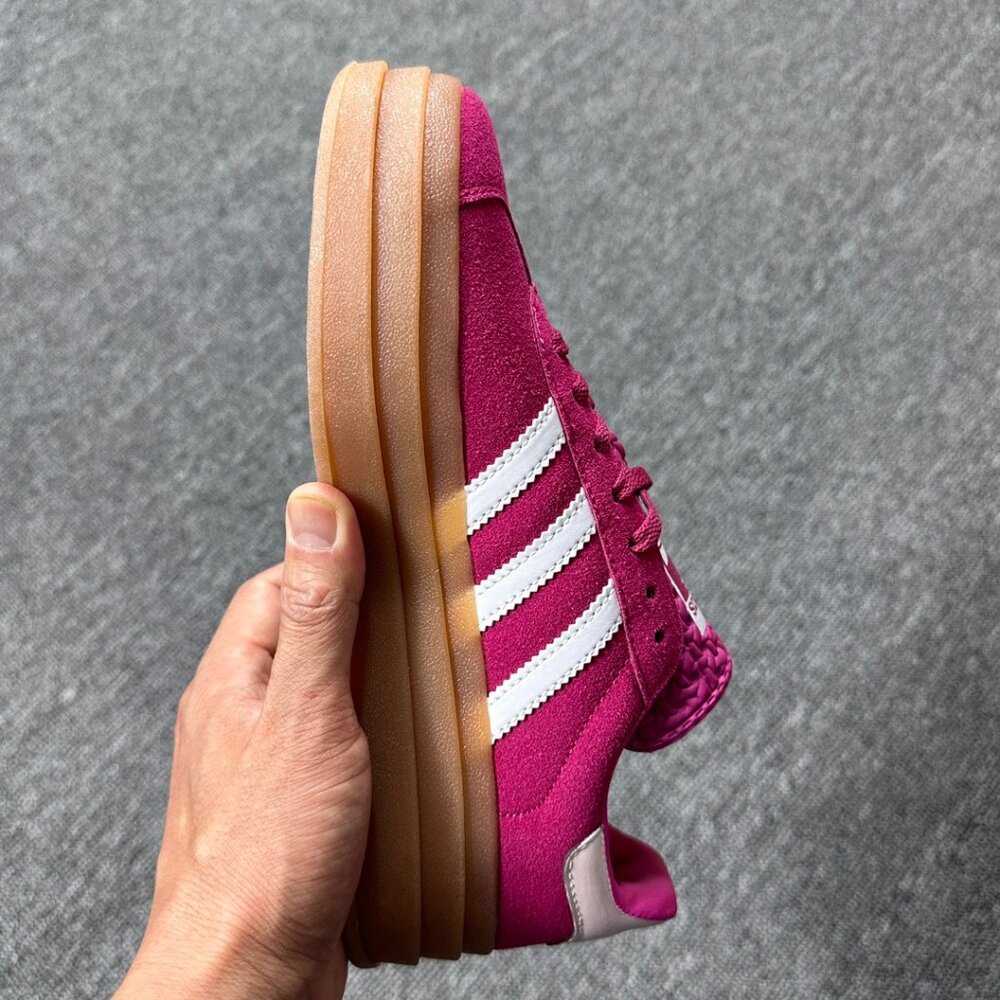 NWT Pink White Adidas Gazelle Bold Women's Platform Shoes - Picture 4 of 6